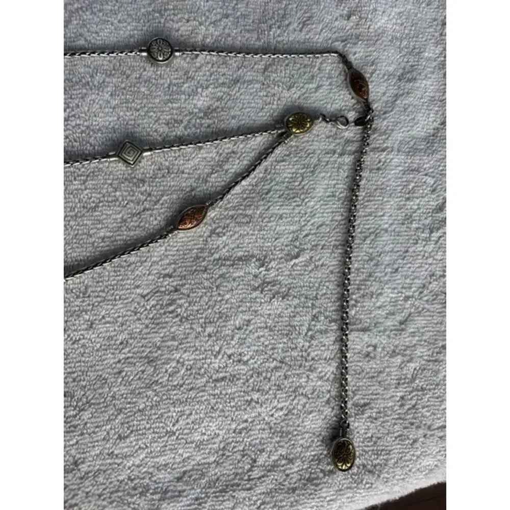 Brighton Vintage Chain Link Belt or Long Station Necklace Mixed Metals 44